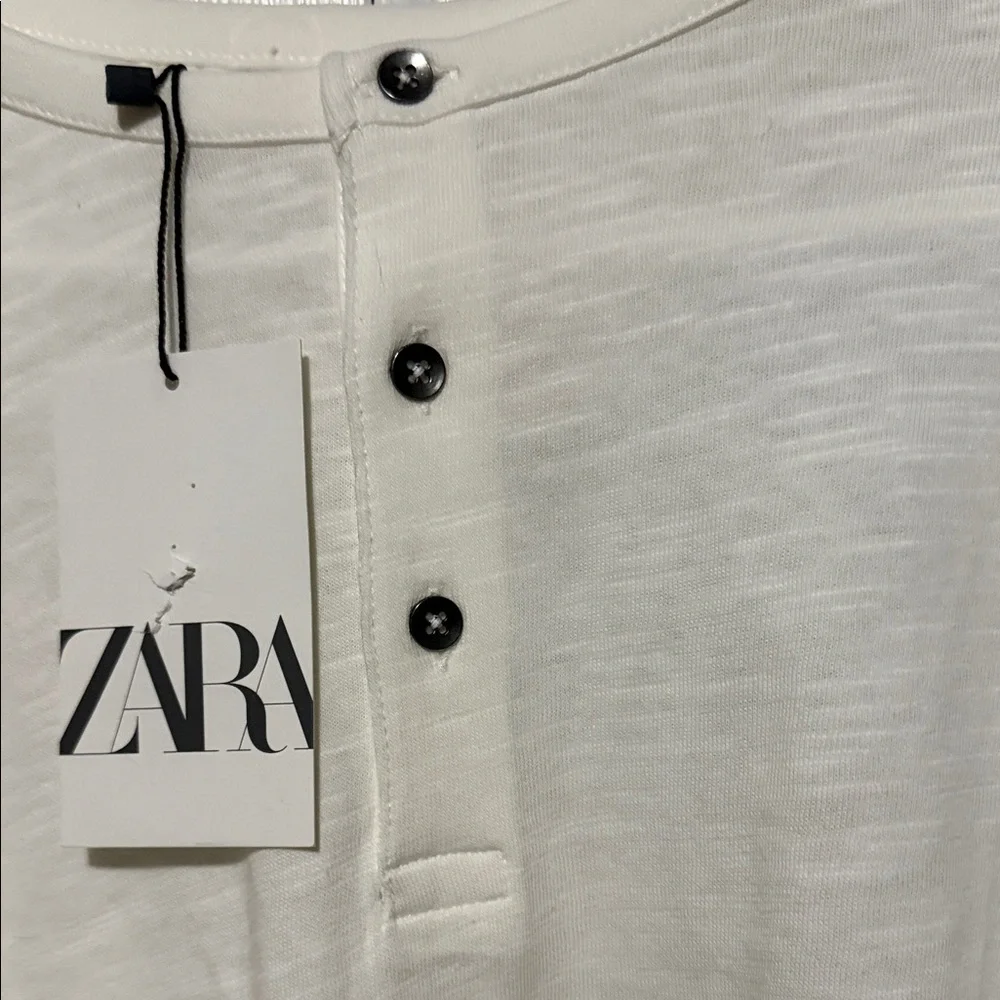 ZARA Boys Off-White Henley T-Shirt (NWT) |Size 13–14 Years (164 cm) - Picture 4 of 9